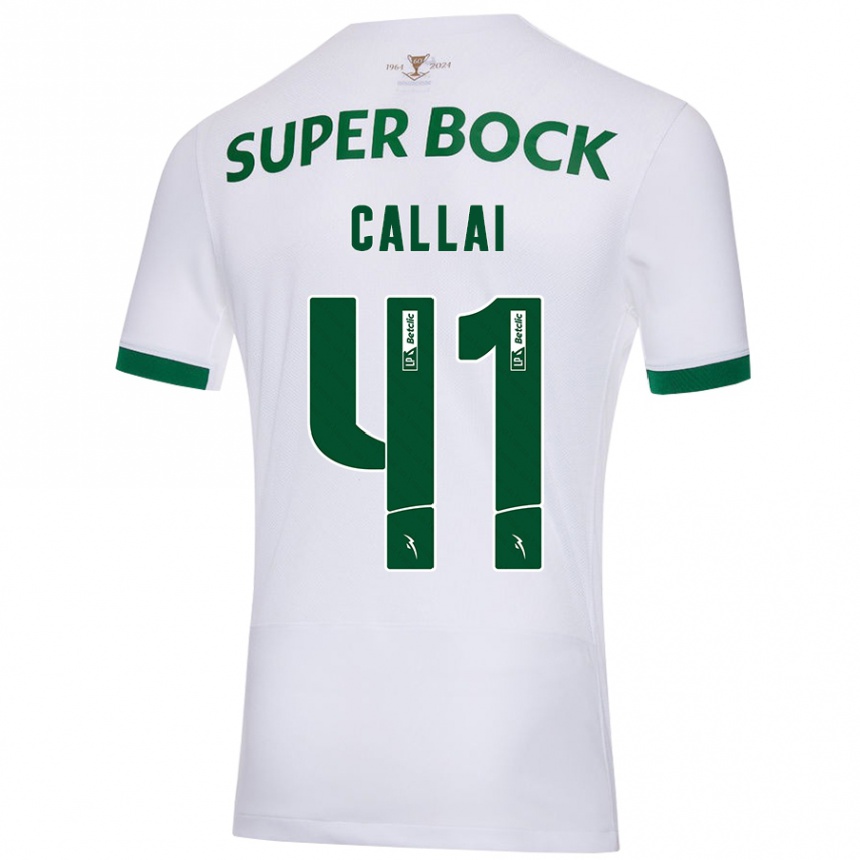 Kids Football Diego Callai #41 White Green Away Jersey 2024/25 T-Shirt Canada