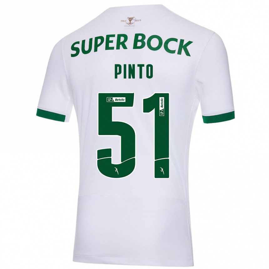 Kids Football Diogo Pinto #51 White Green Away Jersey 2024/25 T-Shirt Canada