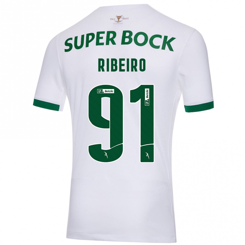 Kids Football Rodrigo Ribeiro #91 White Green Away Jersey 2024/25 T-Shirt Canada