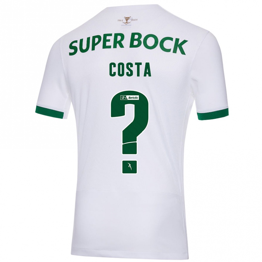 Kids Football Daniel Costa #0 White Green Away Jersey 2024/25 T-Shirt Canada