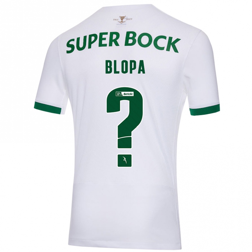 Kids Football Salvador Blopa #0 White Green Away Jersey 2024/25 T-Shirt Canada