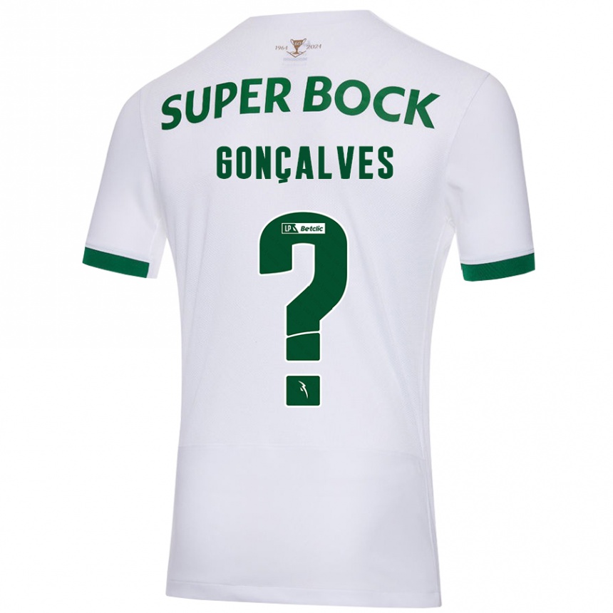 Kids Football Flávio Gonçalves #0 White Green Away Jersey 2024/25 T-Shirt Canada