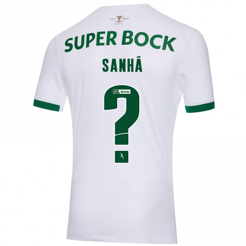 Kids Football Micael Sanhá #0 White Green Away Jersey 2024/25 T-Shirt Canada