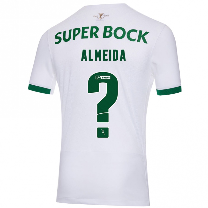 Kids Football Miguel Almeida #0 White Green Away Jersey 2024/25 T-Shirt Canada