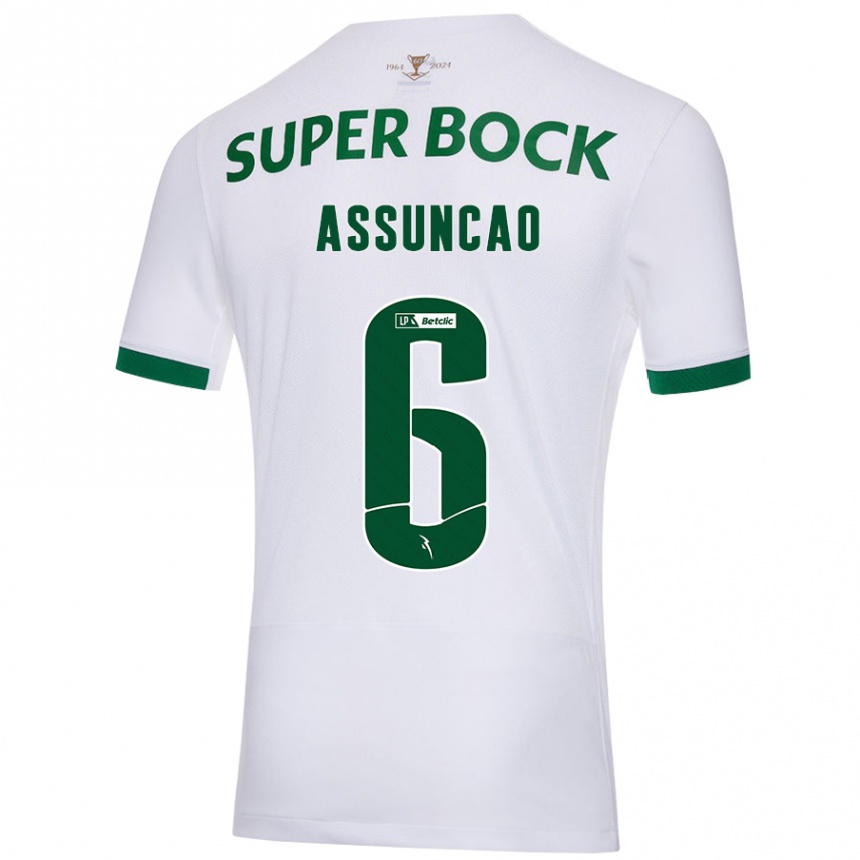 Kids Football João Assunção #6 White Green Away Jersey 2024/25 T-Shirt Canada