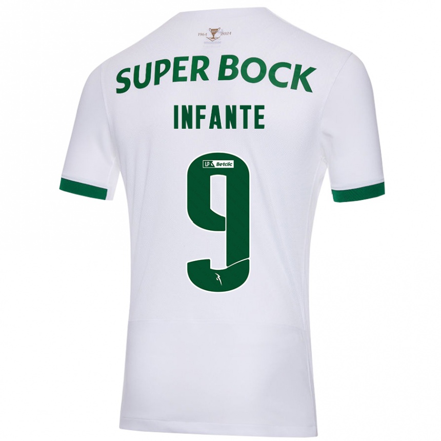 Kids Football João Infante #9 White Green Away Jersey 2024/25 T-Shirt Canada