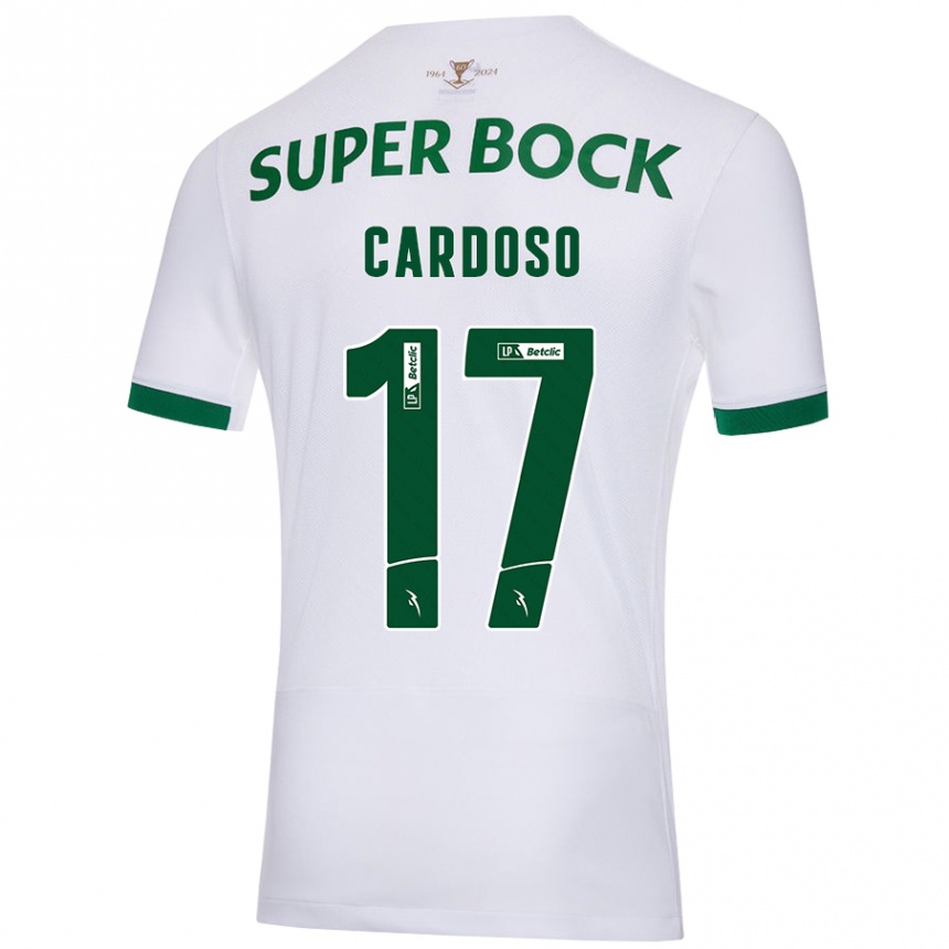 Kids Football Diogo Cardoso #17 White Green Away Jersey 2024/25 T-Shirt Canada