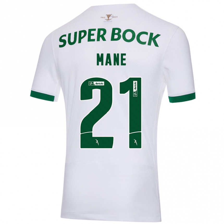 Kids Football Isnaba Mané #21 White Green Away Jersey 2024/25 T-Shirt Canada