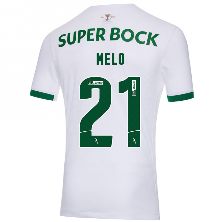 Kids Football Gabriel Melo #21 White Green Away Jersey 2024/25 T-Shirt Canada