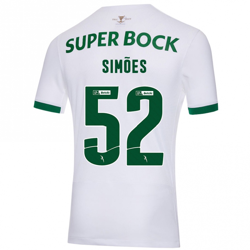 Kids Football João Simões #52 White Green Away Jersey 2024/25 T-Shirt Canada