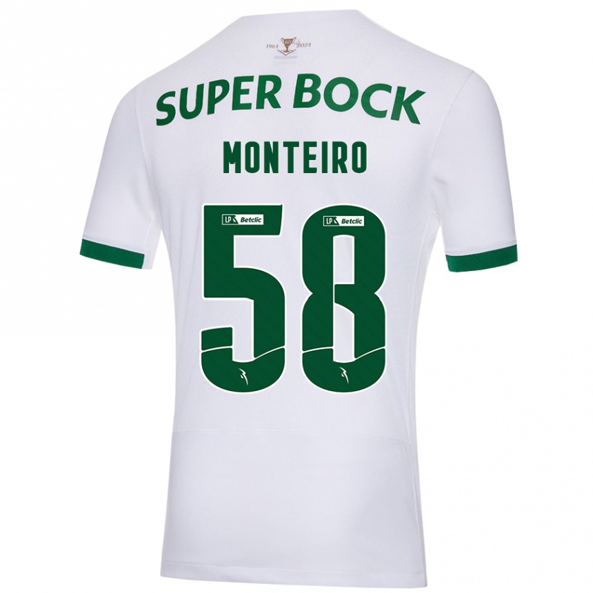 Kids Football David Monteiro #58 White Green Away Jersey 2024/25 T-Shirt Canada