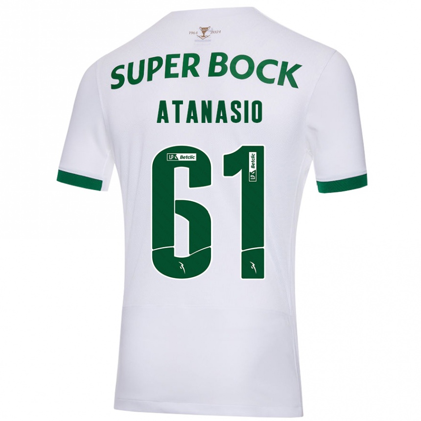 Kids Football Atanásio #61 White Green Away Jersey 2024/25 T-Shirt Canada