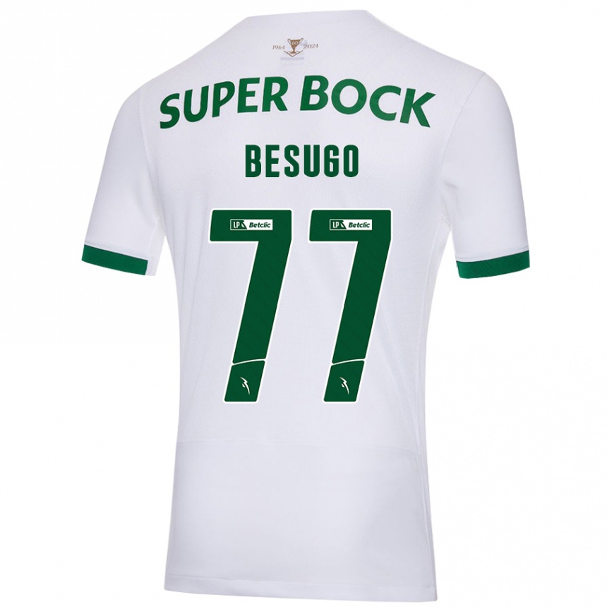 Kids Football Rafael Besugo #77 White Green Away Jersey 2024/25 T-Shirt Canada