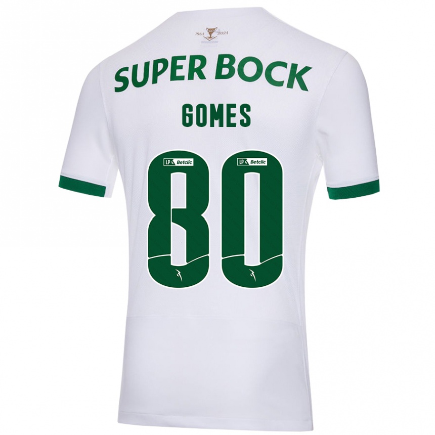 Kids Football Luís Gomes #80 White Green Away Jersey 2024/25 T-Shirt Canada