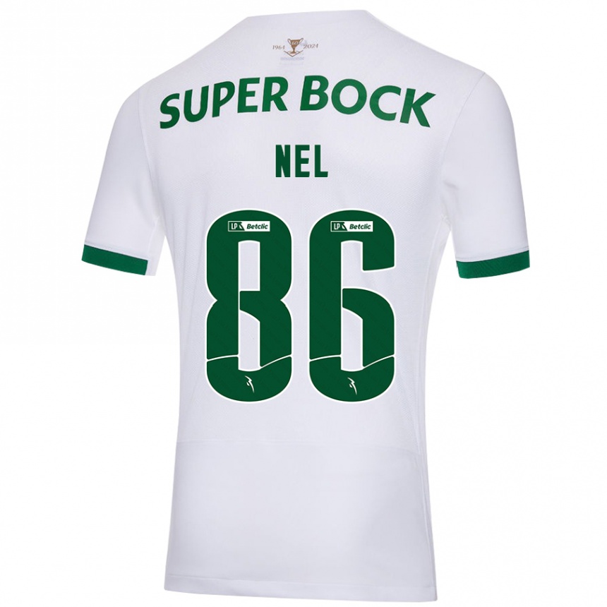 Kids Football Rafael Nel #86 White Green Away Jersey 2024/25 T-Shirt Canada