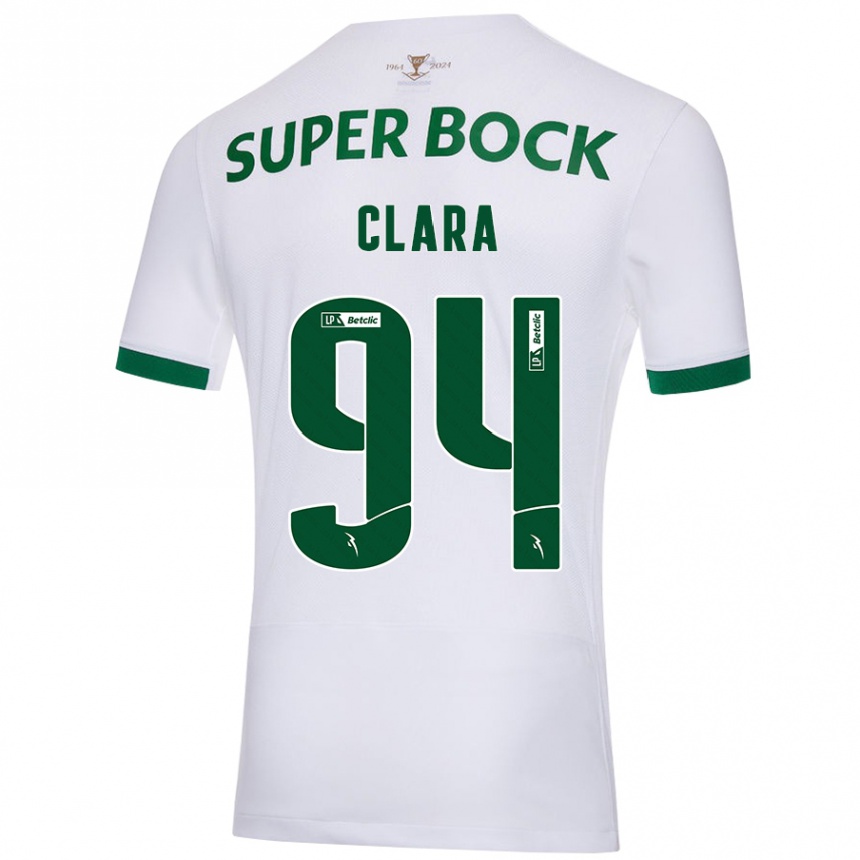 Kids Football Diogo Clara #94 White Green Away Jersey 2024/25 T-Shirt Canada