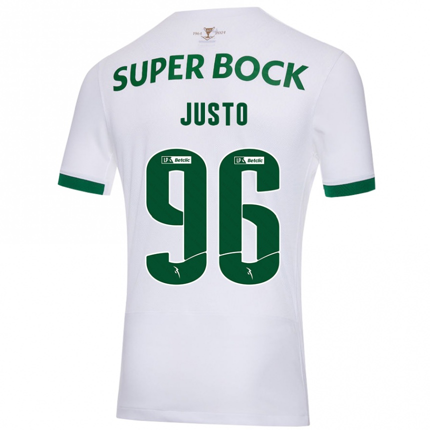 Kids Football Samuel Justo #96 White Green Away Jersey 2024/25 T-Shirt Canada