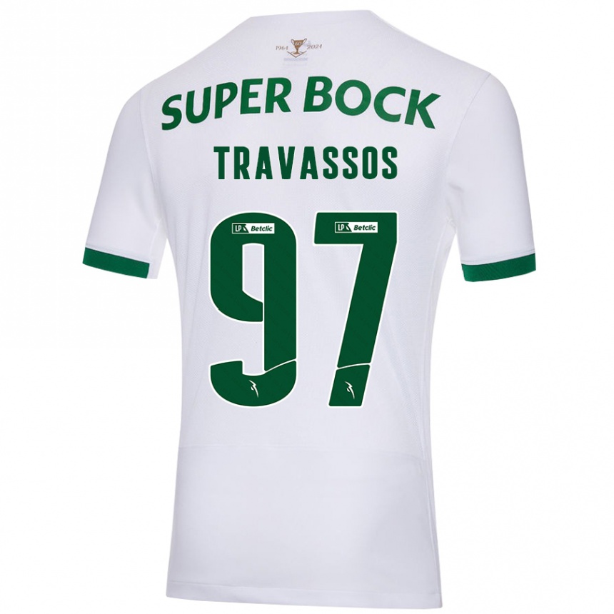 Kids Football Travassos #97 White Green Away Jersey 2024/25 T-Shirt Canada