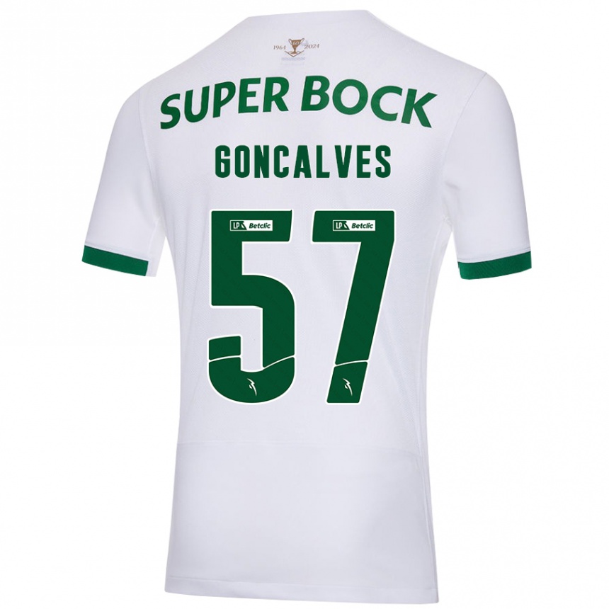 Enfant Football Maillot Inês Gonçalves #57 Blanc Vert Tenues Extérieur 2024/25 Canada