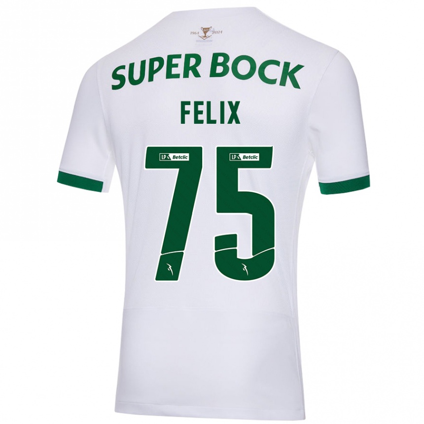 Kids Football Vando Félix #75 White Green Away Jersey 2024/25 T-Shirt Canada