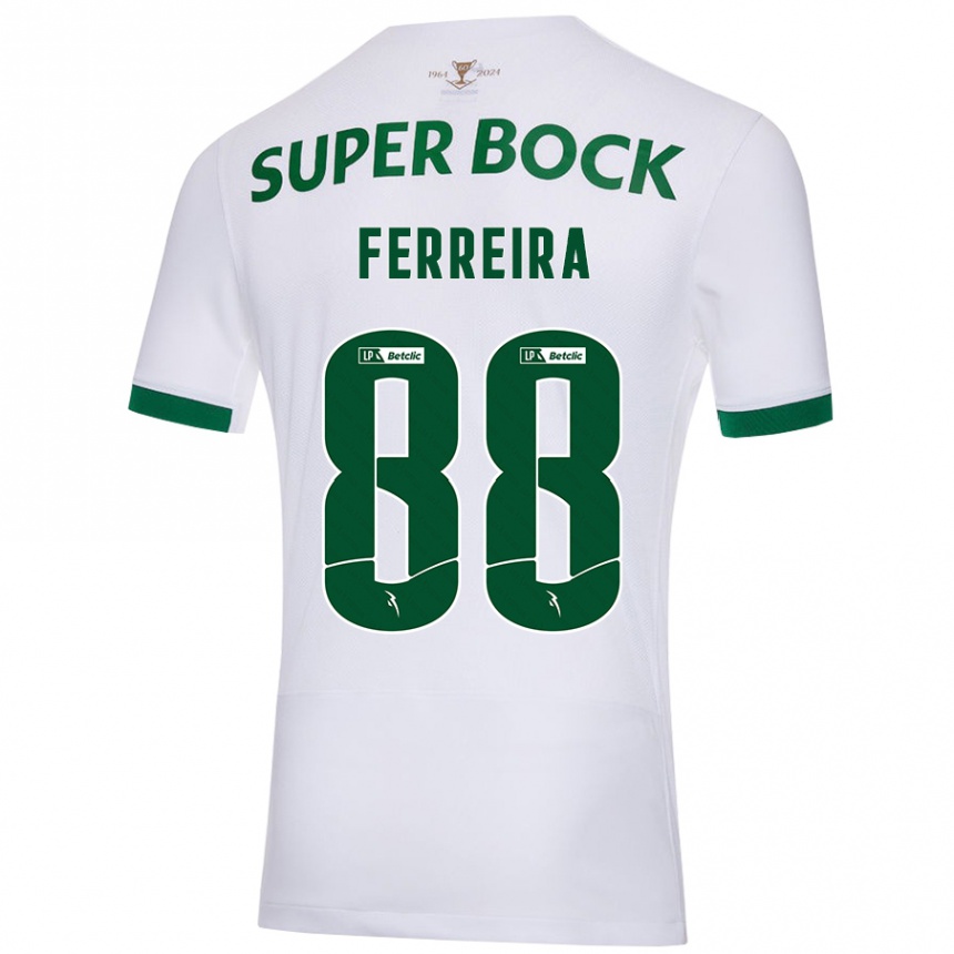 Kids Football Tiago Ferreira #88 White Green Away Jersey 2024/25 T-Shirt Canada