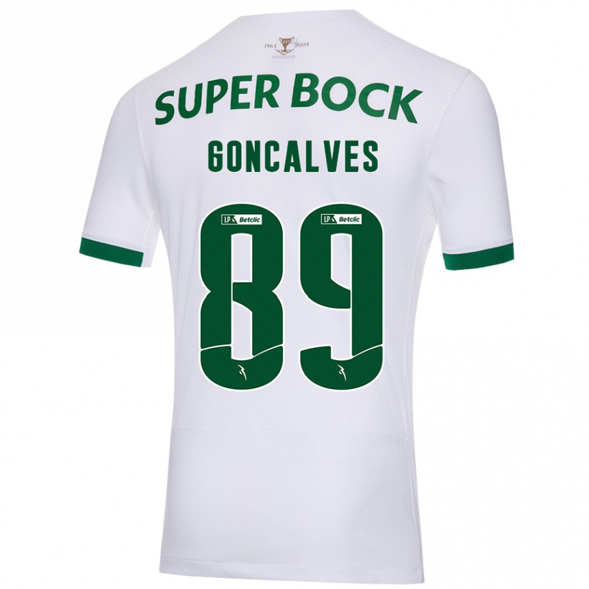 Kids Football André Gonçalves #89 White Green Away Jersey 2024/25 T-Shirt Canada