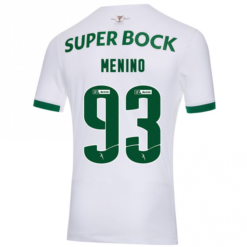 Kids Football Miguel Menino #93 White Green Away Jersey 2024/25 T-Shirt Canada