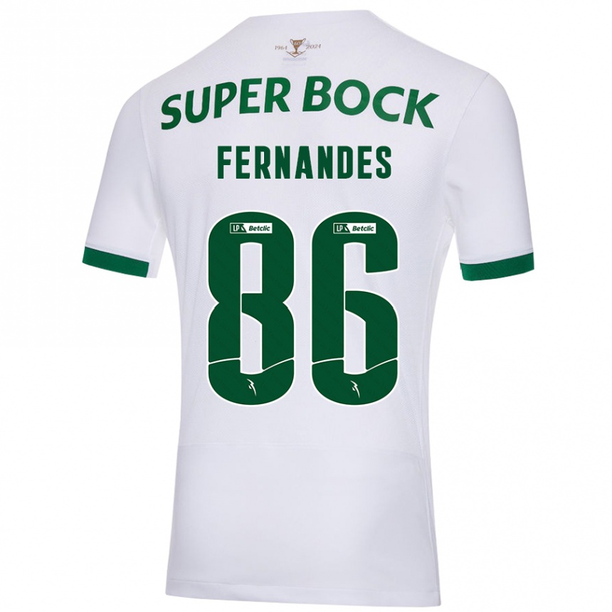 Kids Football Emanuel Fernandes #86 White Green Away Jersey 2024/25 T-Shirt Canada