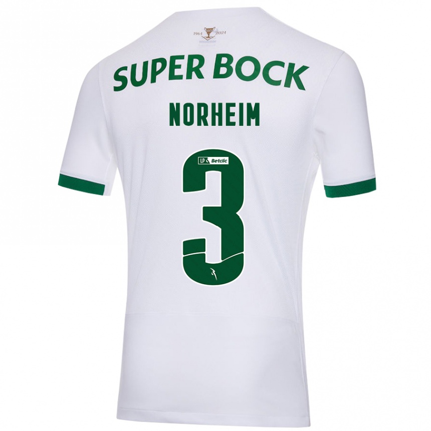 Kids Football Andrea Norheim #3 White Green Away Jersey 2024/25 T-Shirt Canada