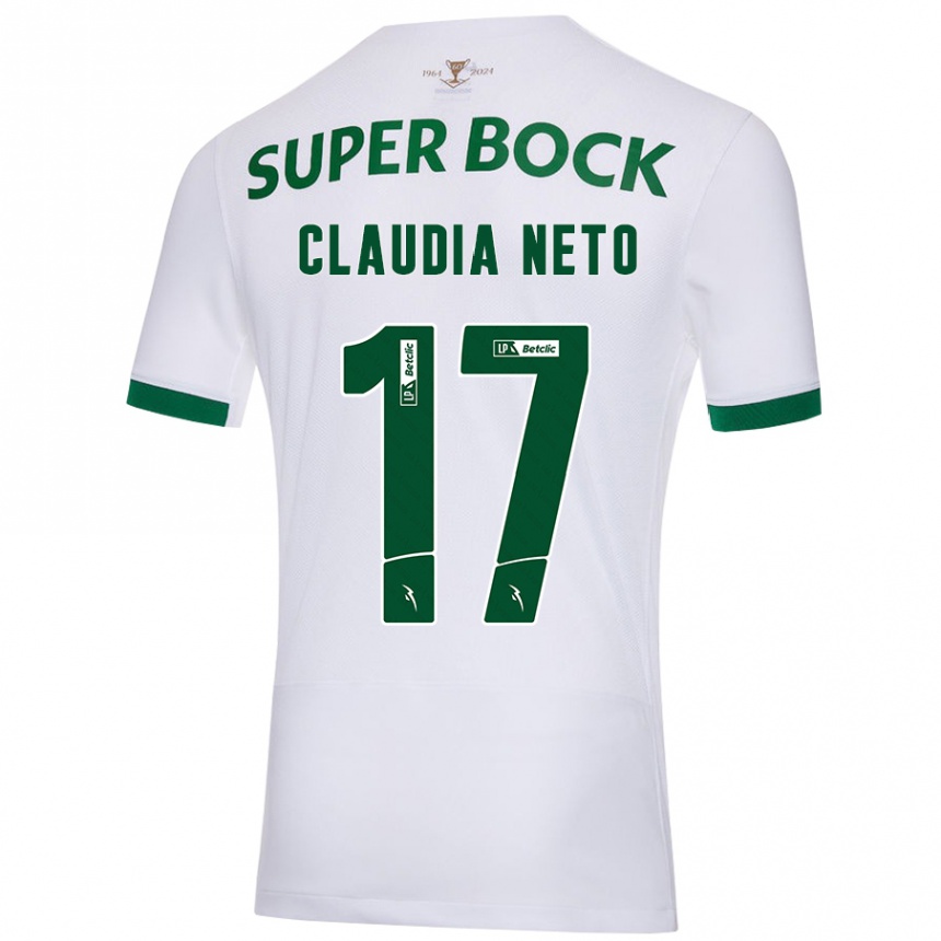 Kids Football Cláudia Teresa Pires Neto #17 White Green Away Jersey 2024/25 T-Shirt Canada