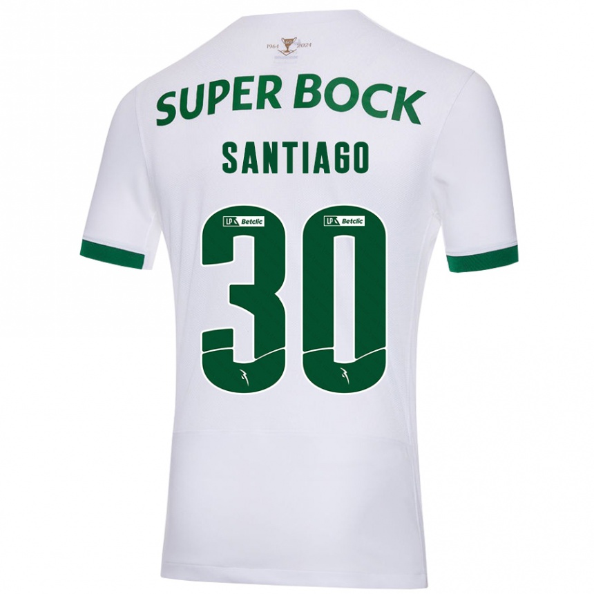 Kids Football Carolina Santiago #30 White Green Away Jersey 2024/25 T-Shirt Canada