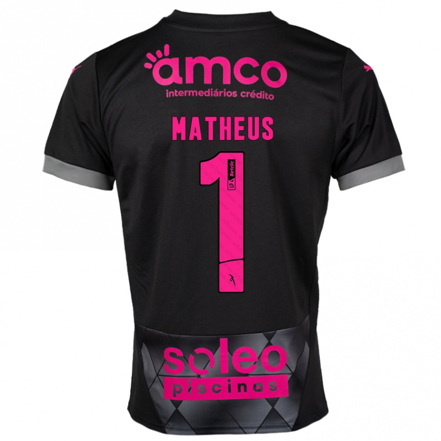 Kids Football Matheus #1 Black Pink Away Jersey 2024/25 T-Shirt Canada