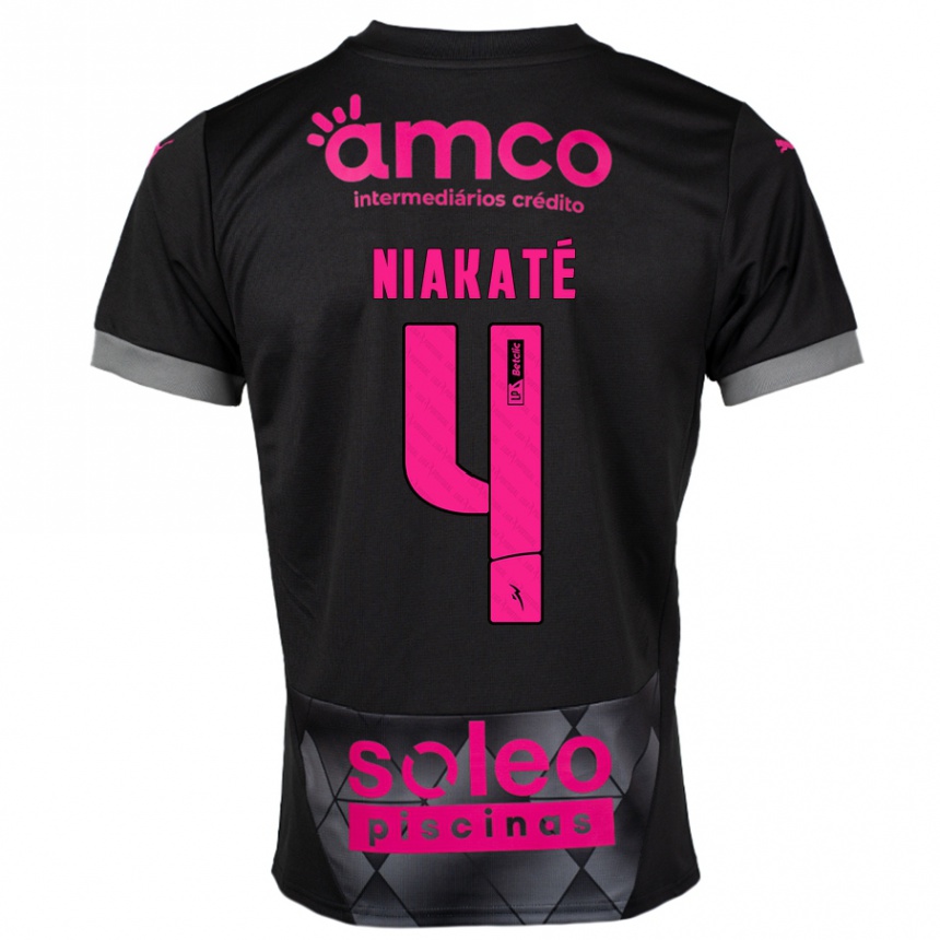 Kids Football Sikou Niakaté #4 Black Pink Away Jersey 2024/25 T-Shirt Canada