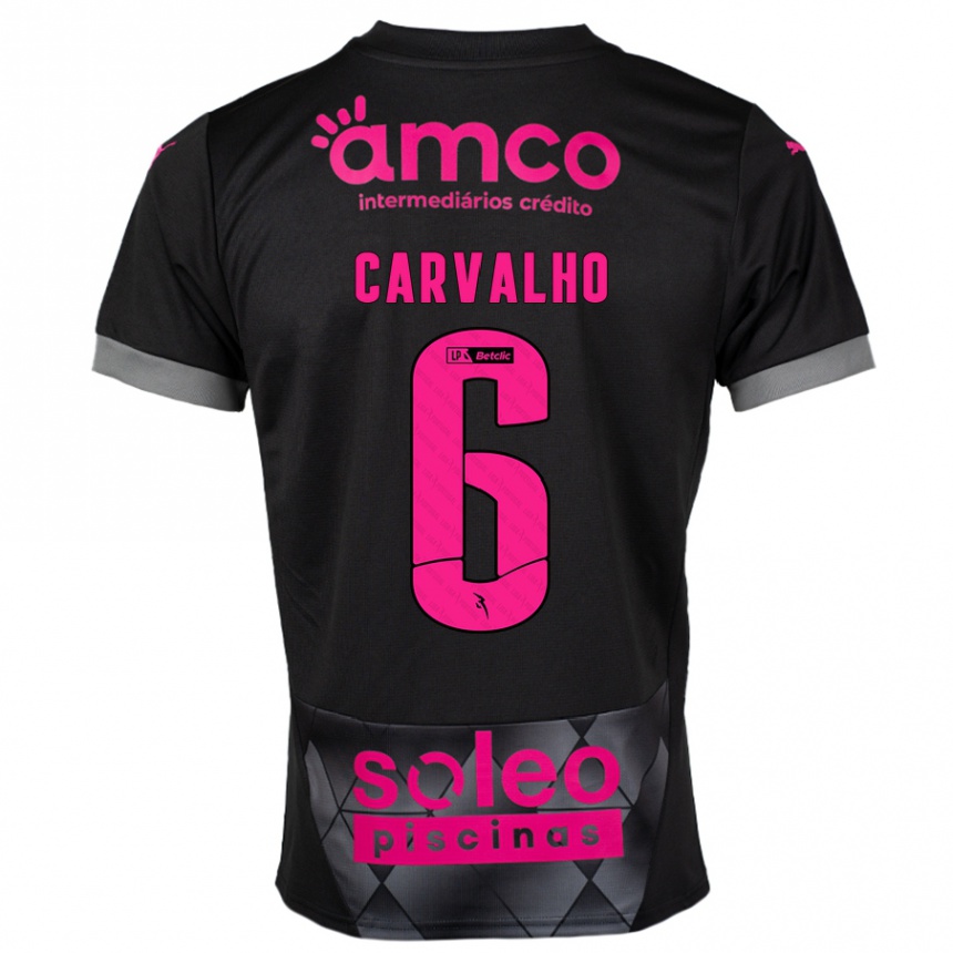 Kids Football Vitor Carvalho #6 Black Pink Away Jersey 2024/25 T-Shirt Canada