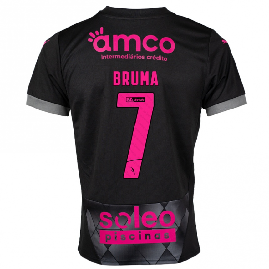 Kids Football Bruma #7 Black Pink Away Jersey 2024/25 T-Shirt Canada