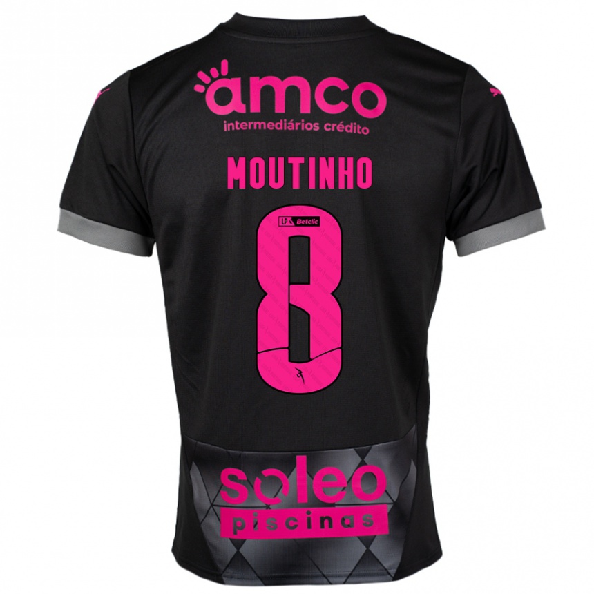 Kids Football João Moutinho #8 Black Pink Away Jersey 2024/25 T-Shirt Canada