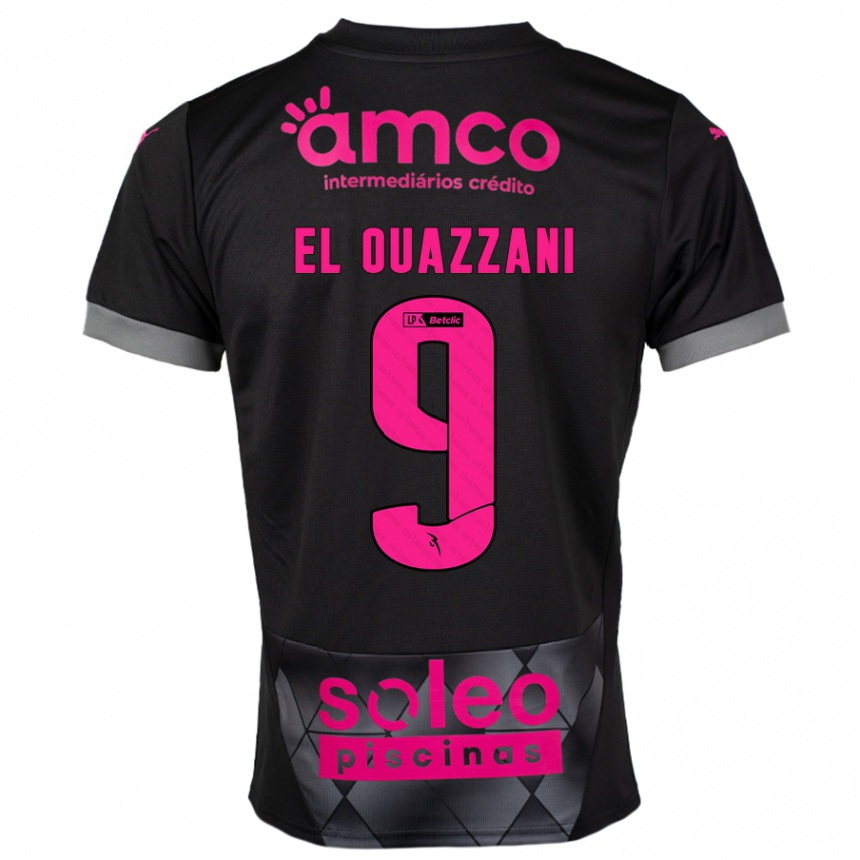 Kids Football Amine El Ouazzani #9 Black Pink Away Jersey 2024/25 T-Shirt Canada