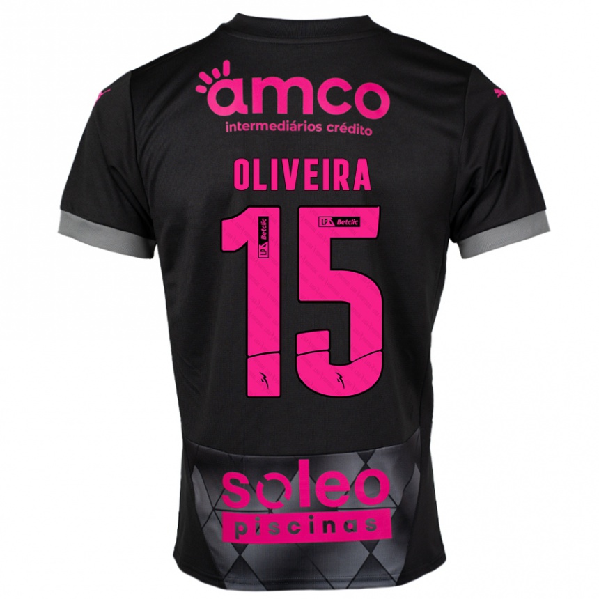 Kids Football Paulo Oliveira #15 Black Pink Away Jersey 2024/25 T-Shirt Canada