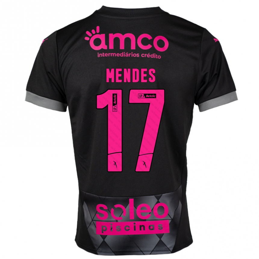 Kids Football Joe Mendes #17 Black Pink Away Jersey 2024/25 T-Shirt Canada