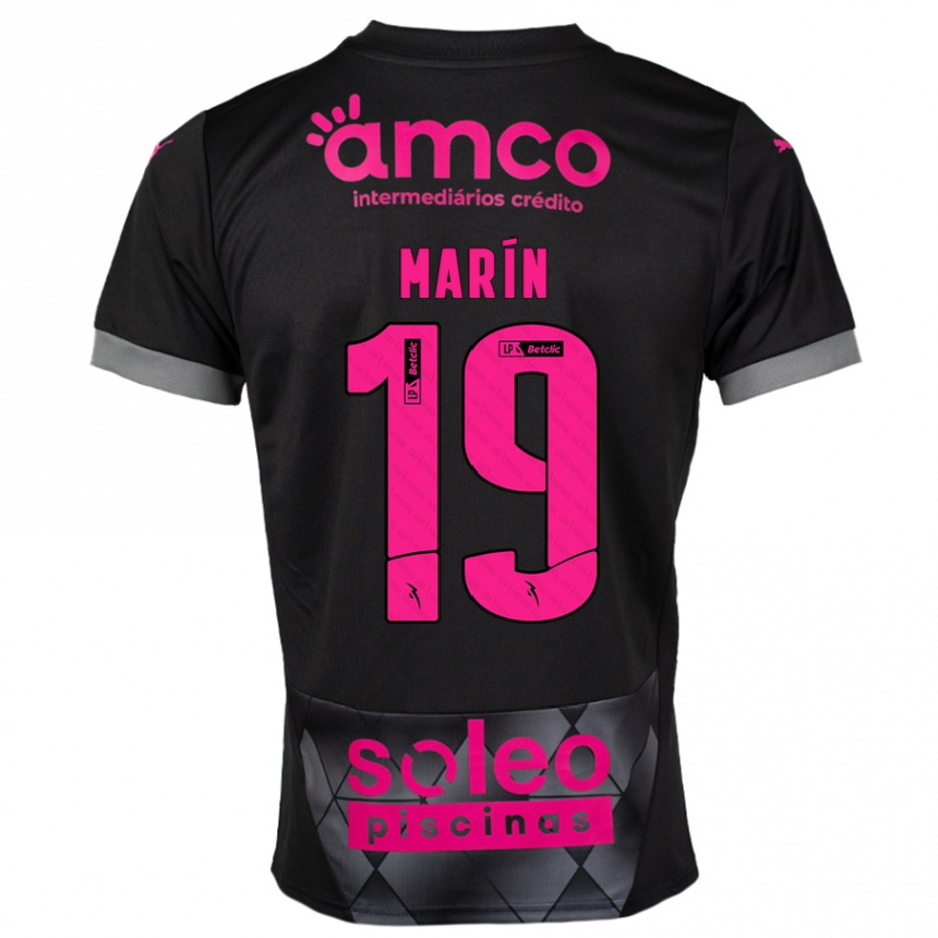 Kids Football Adrián Marín #19 Black Pink Away Jersey 2024/25 T-Shirt Canada