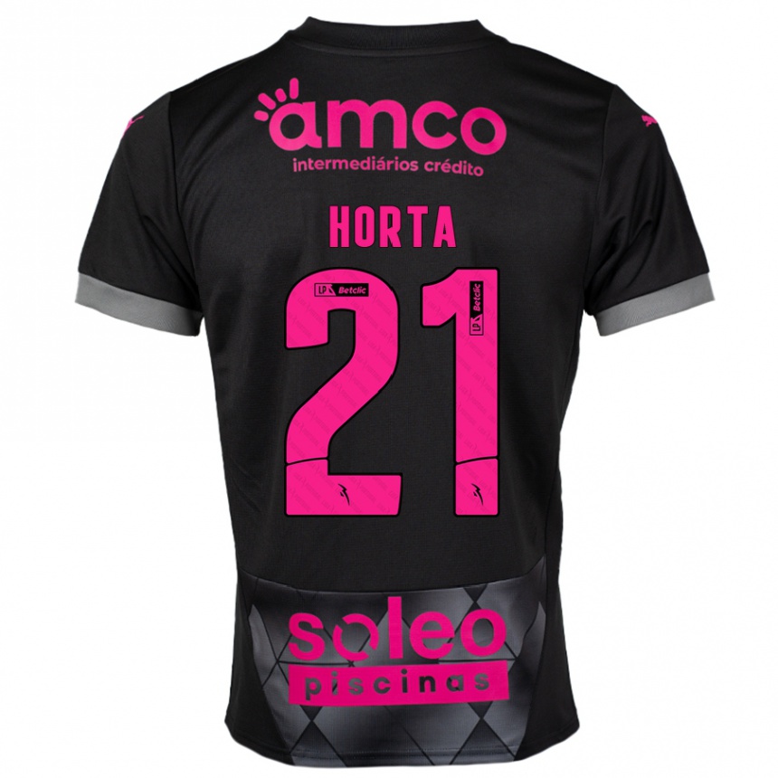 Kids Football Ricardo Horta #21 Black Pink Away Jersey 2024/25 T-Shirt Canada