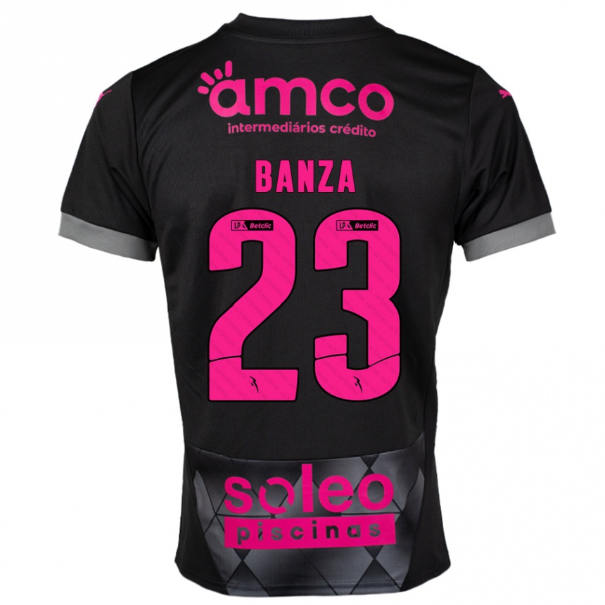 Kids Football Simon Banza #23 Black Pink Away Jersey 2024/25 T-Shirt Canada