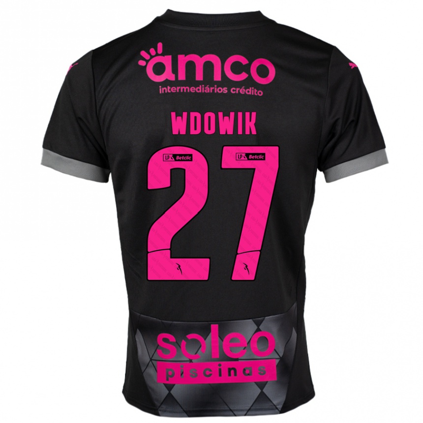 Kids Football Bartlomiej Wdowik #27 Black Pink Away Jersey 2024/25 T-Shirt Canada