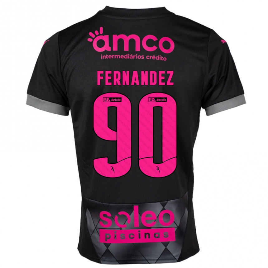 Kids Football Roberto Fernández #90 Black Pink Away Jersey 2024/25 T-Shirt Canada