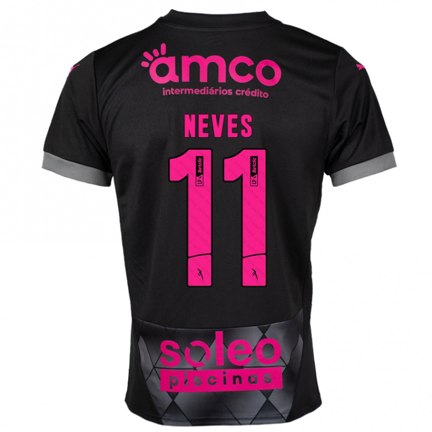 Kids Football Bernardo Neves #11 Black Pink Away Jersey 2024/25 T-Shirt Canada