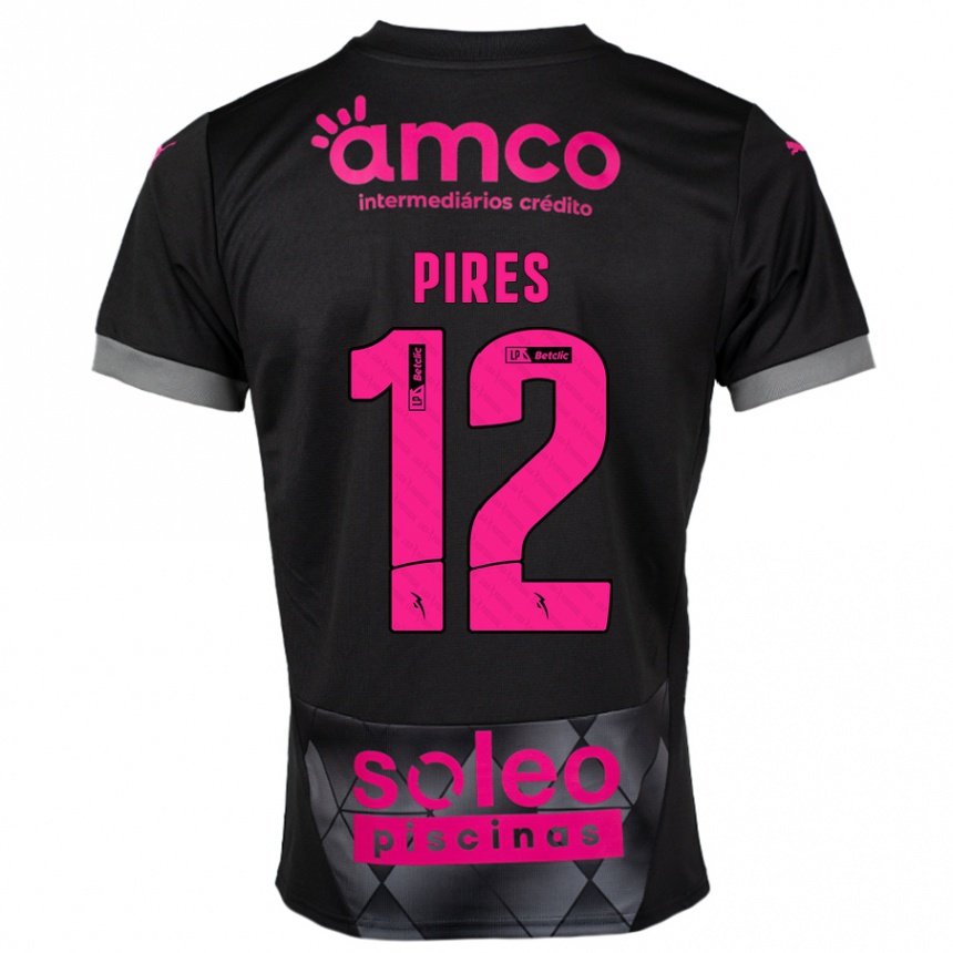 Kids Football Hugo Pires #12 Black Pink Away Jersey 2024/25 T-Shirt Canada