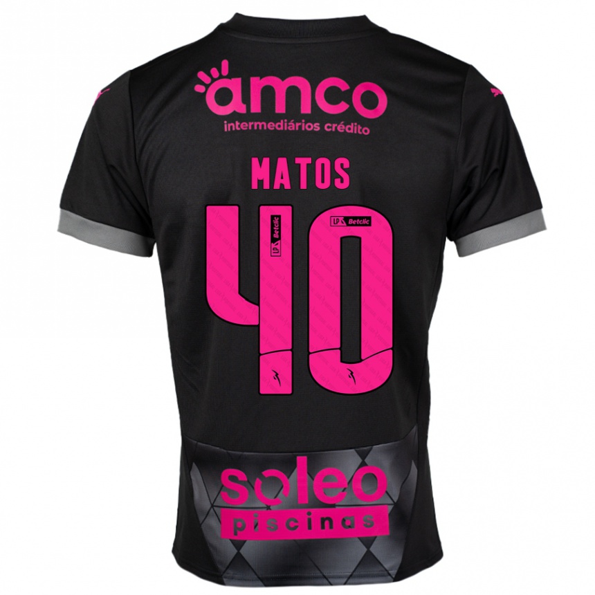 Kids Football João Matos #40 Black Pink Away Jersey 2024/25 T-Shirt Canada