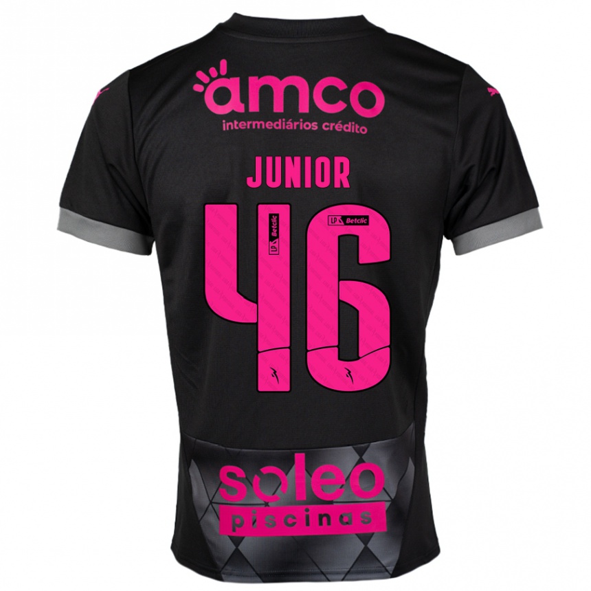 Kids Football Mário Junior #46 Black Pink Away Jersey 2024/25 T-Shirt Canada