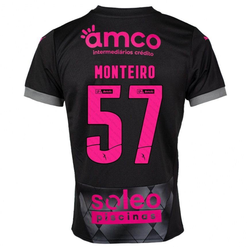 Kids Football Jordan Monteiro #57 Black Pink Away Jersey 2024/25 T-Shirt Canada