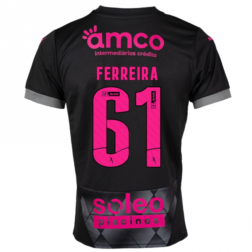 Kids Football Tiago Ferreira #61 Black Pink Away Jersey 2024/25 T-Shirt Canada